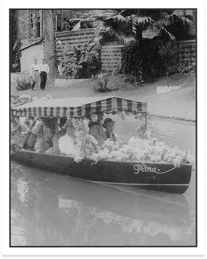 Black and White Photo of River Dining